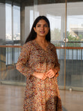 Brown Floral Kalamkari A-line Long Kurta