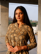 Greenish Grey Kalamkari A-line Long Kurta