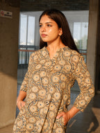 Greenish Grey Kalamkari A-line Long Kurta