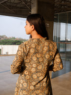 Greenish Grey Kalamkari A-line Long Kurta