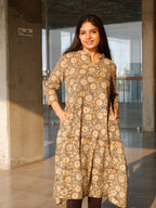Greenish Grey Kalamkari A-line Long Kurta