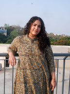 Grey Kalamkari A-line Long Kurta