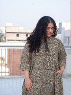 Grey Kalamkari A-line Long Kurta