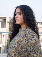 Grey Kalamkari A-line Long Kurta