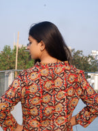Floral Red Kalamkari A-line Long Kurta