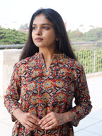 Floral Red Kalamkari A-line Long Kurta