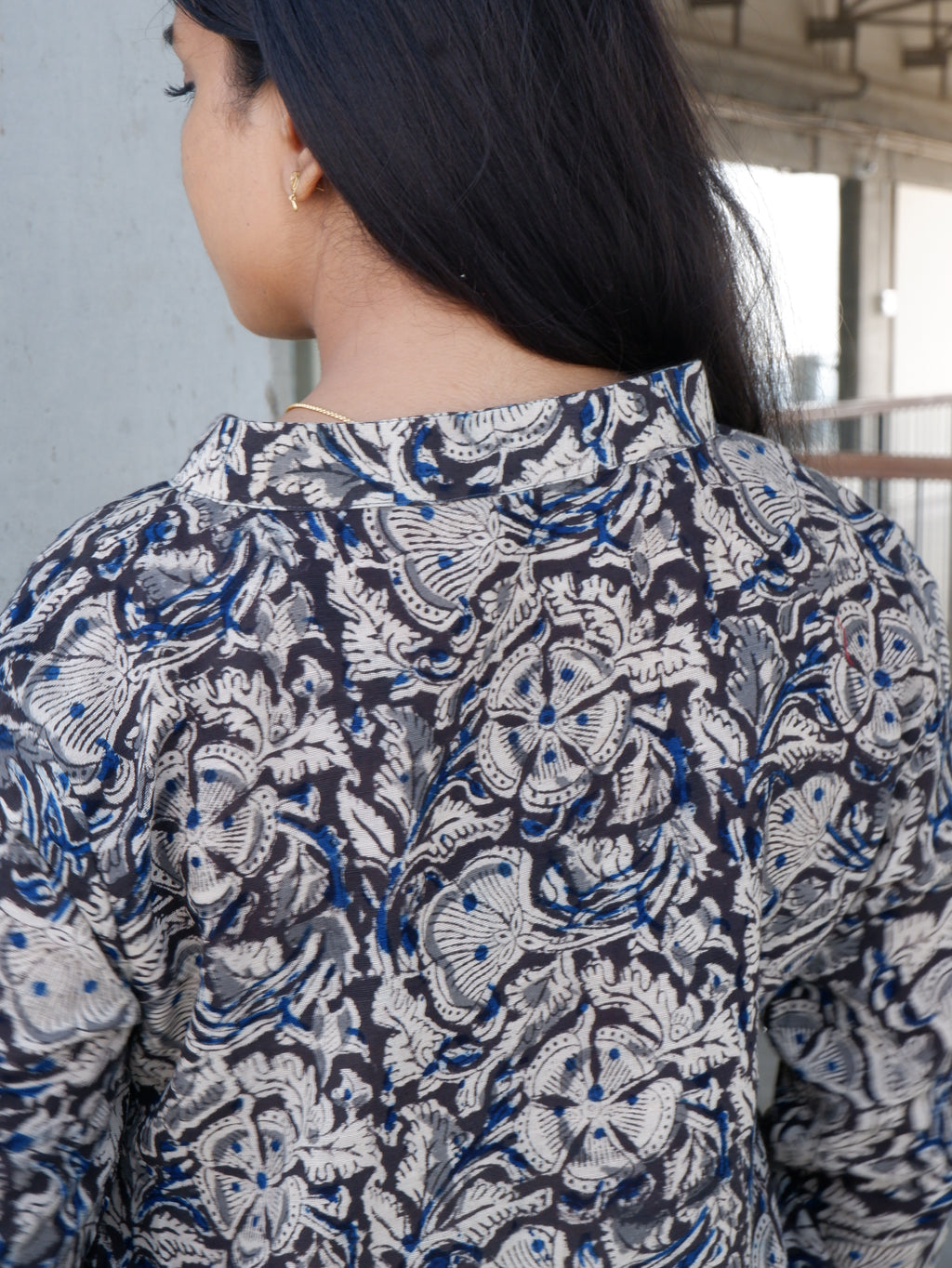 Floral Black Kalamkari A-line Long Kurta