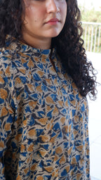 Leaf Black Kalamkari A-line Long Kurta