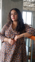 Brown Floral Kalamkari A-line Long Kurta