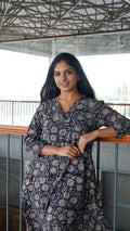 Black Floral Kalamkari A-line Long Kurta