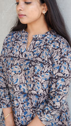 Black leaf Kalamkari A-line Long Kurta