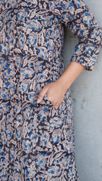 Black leaf Kalamkari A-line Long Kurta