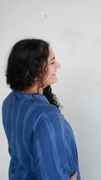 Blue Handloom A-line Long Kurta