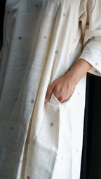 White Handloom A-line Long Kurta