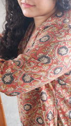 Black Flower Red Kalamkari A-line Long Kurta