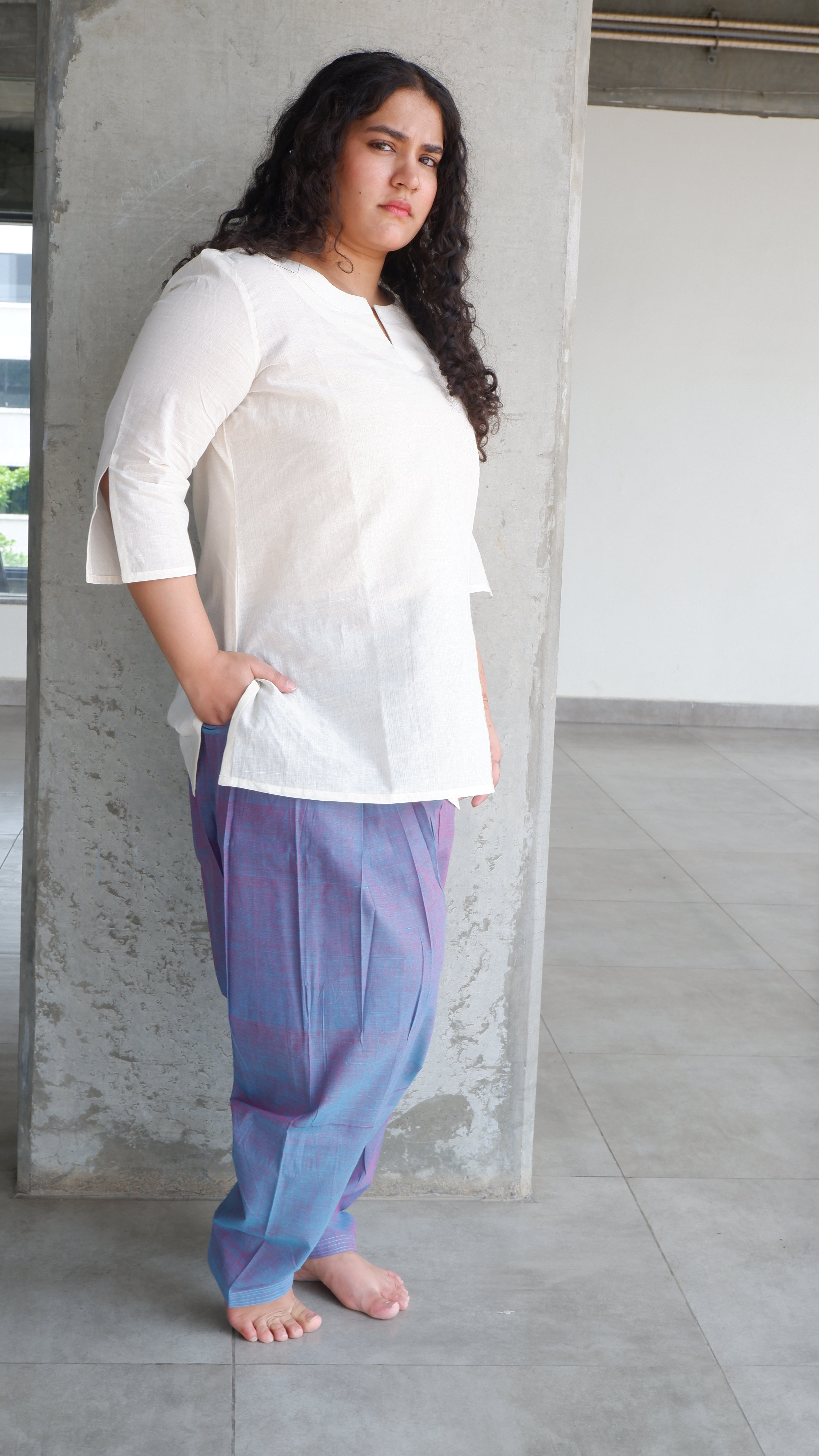 Pinkish Blue Handloomed Salwar