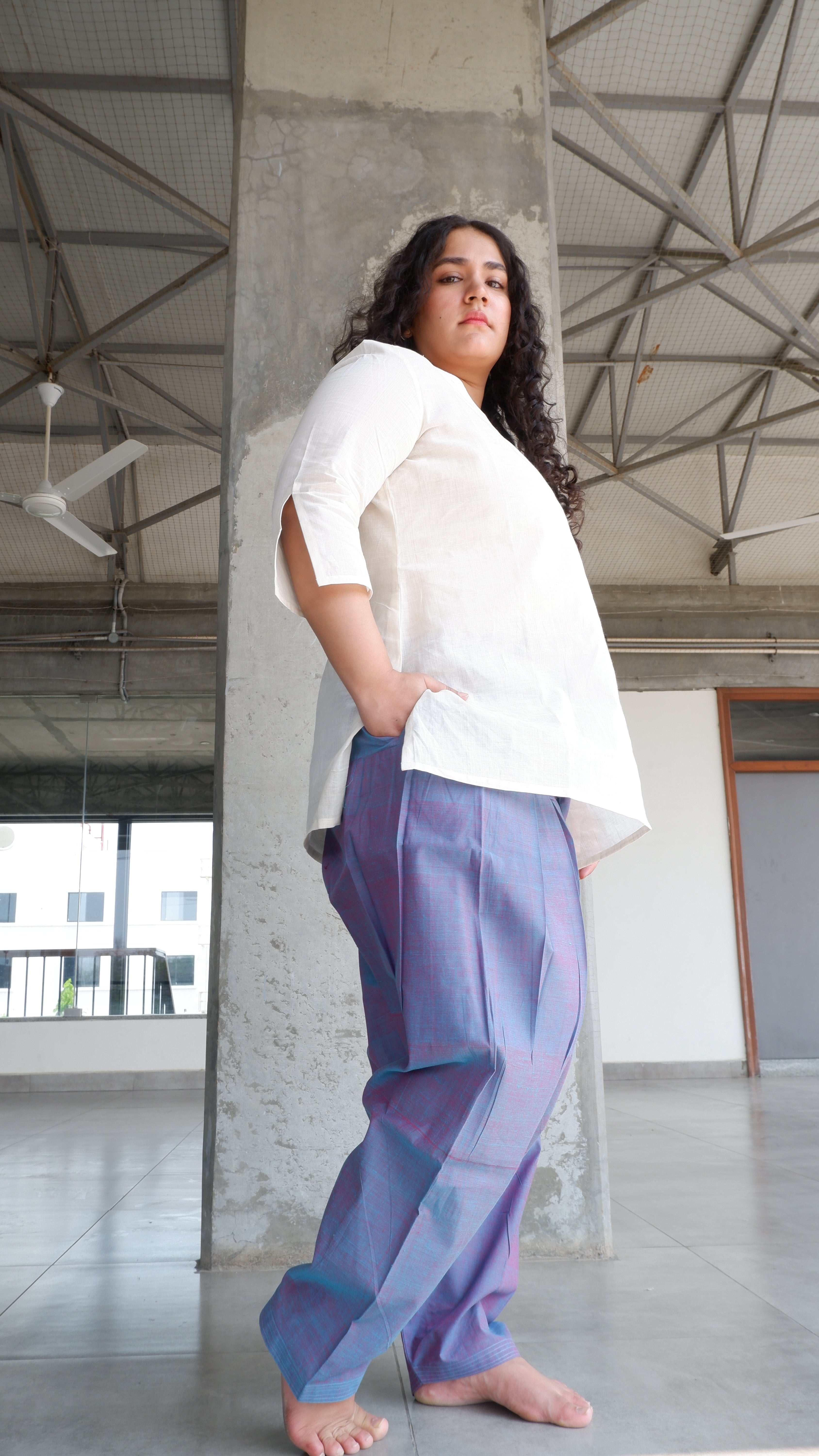 Pinkish Blue Handloomed Salwar