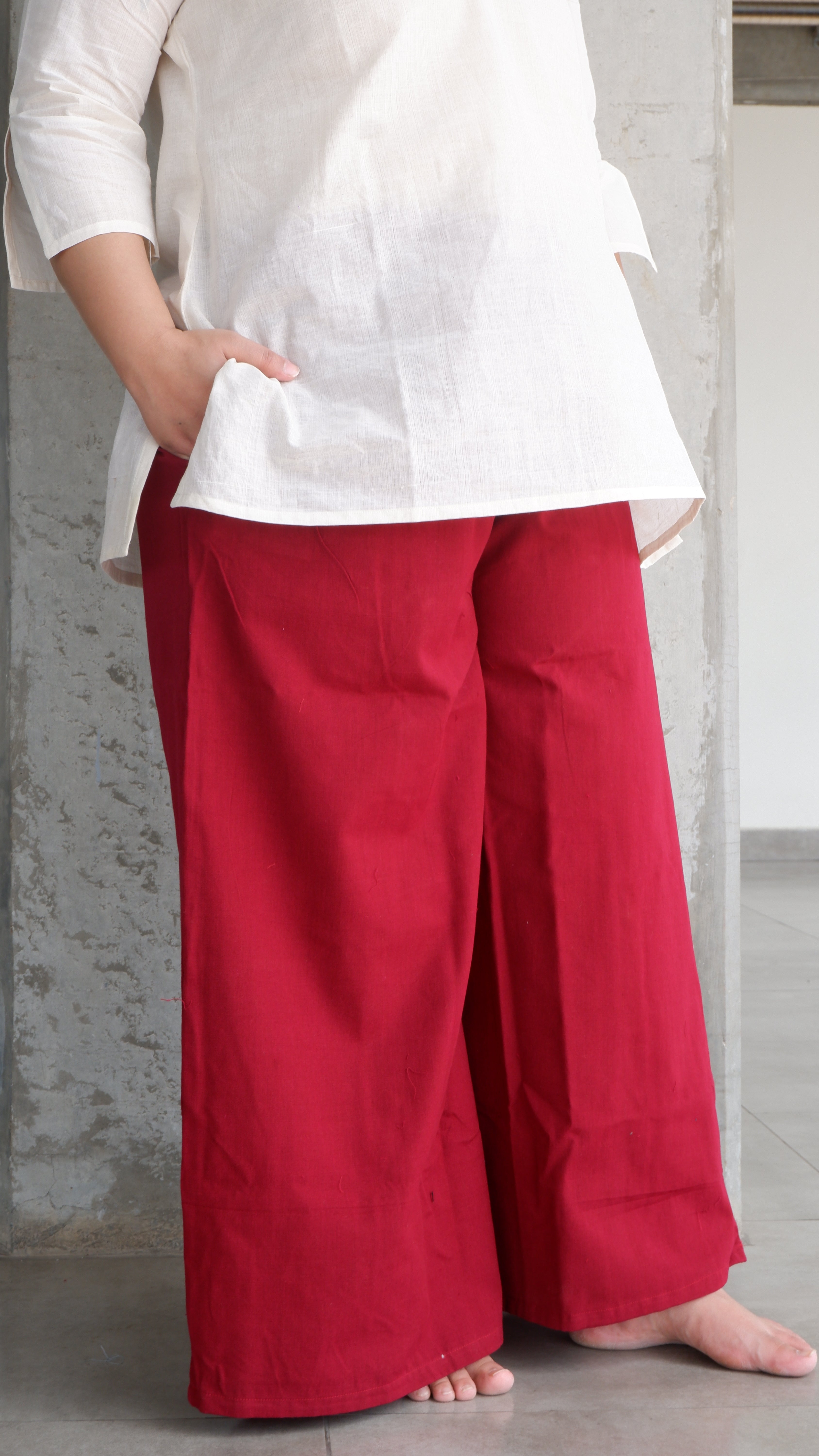 Red Handloomed Palazzo