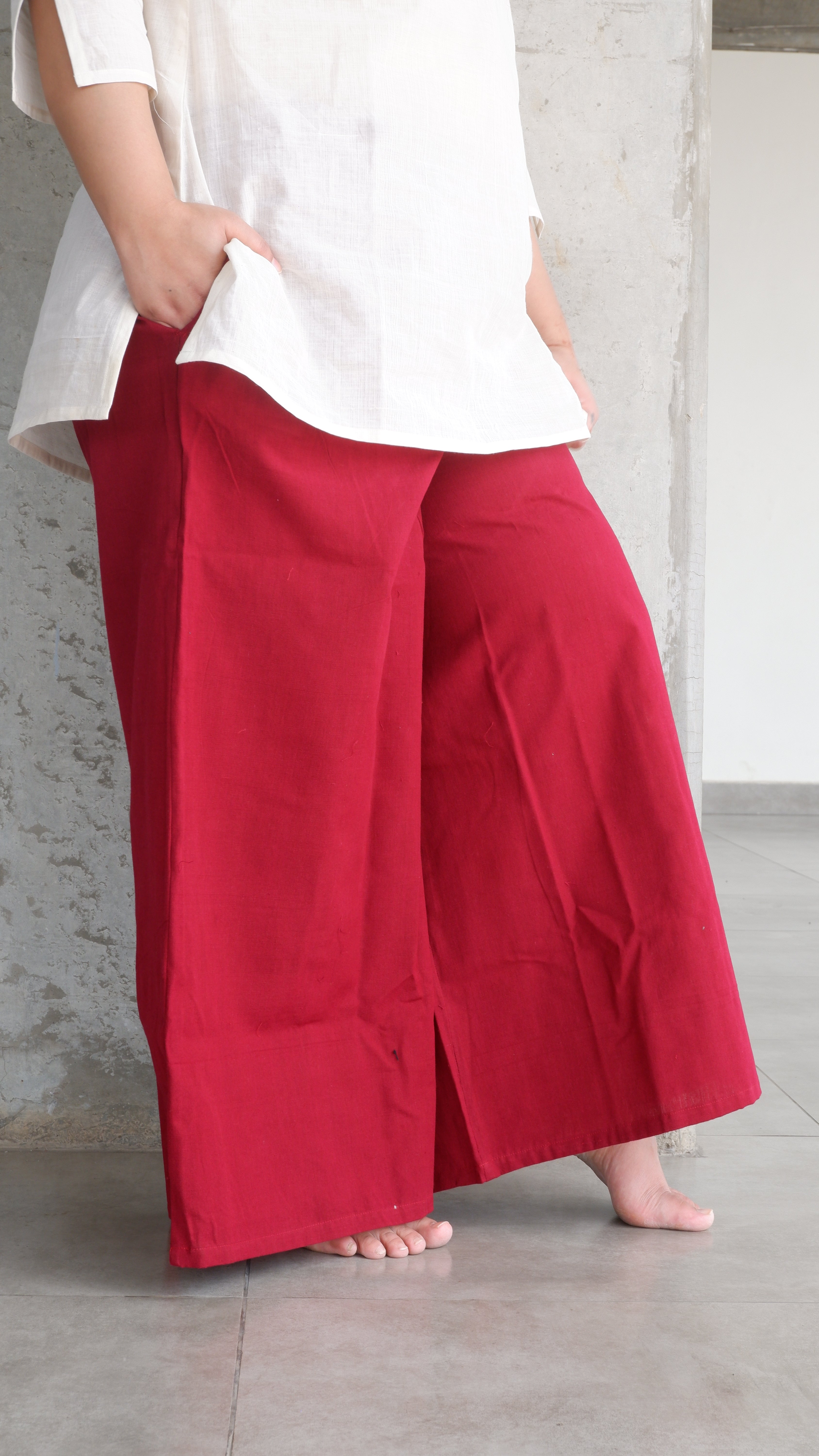 Red Handloomed Palazzo