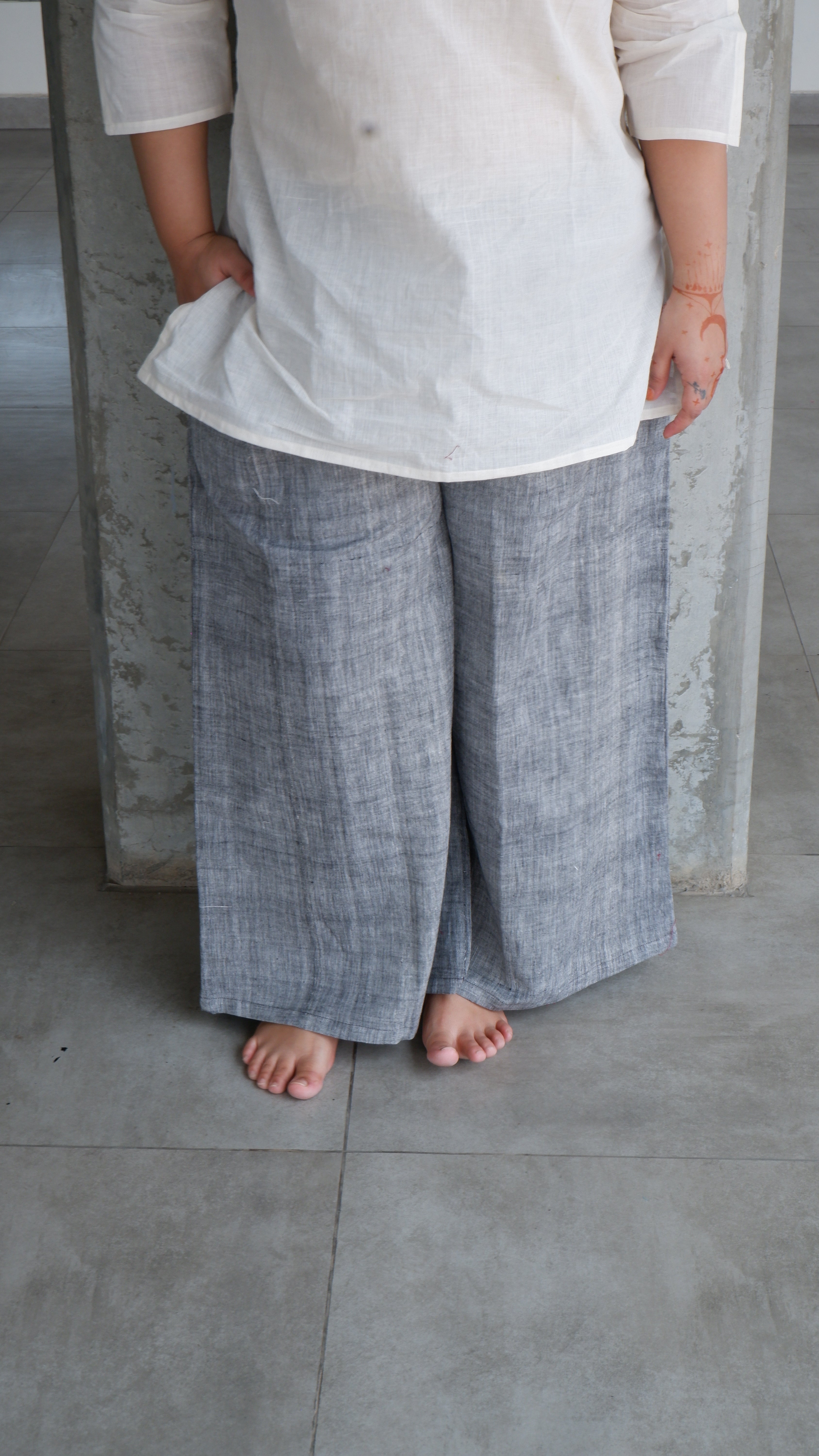 Grey Handloomed Palazzo