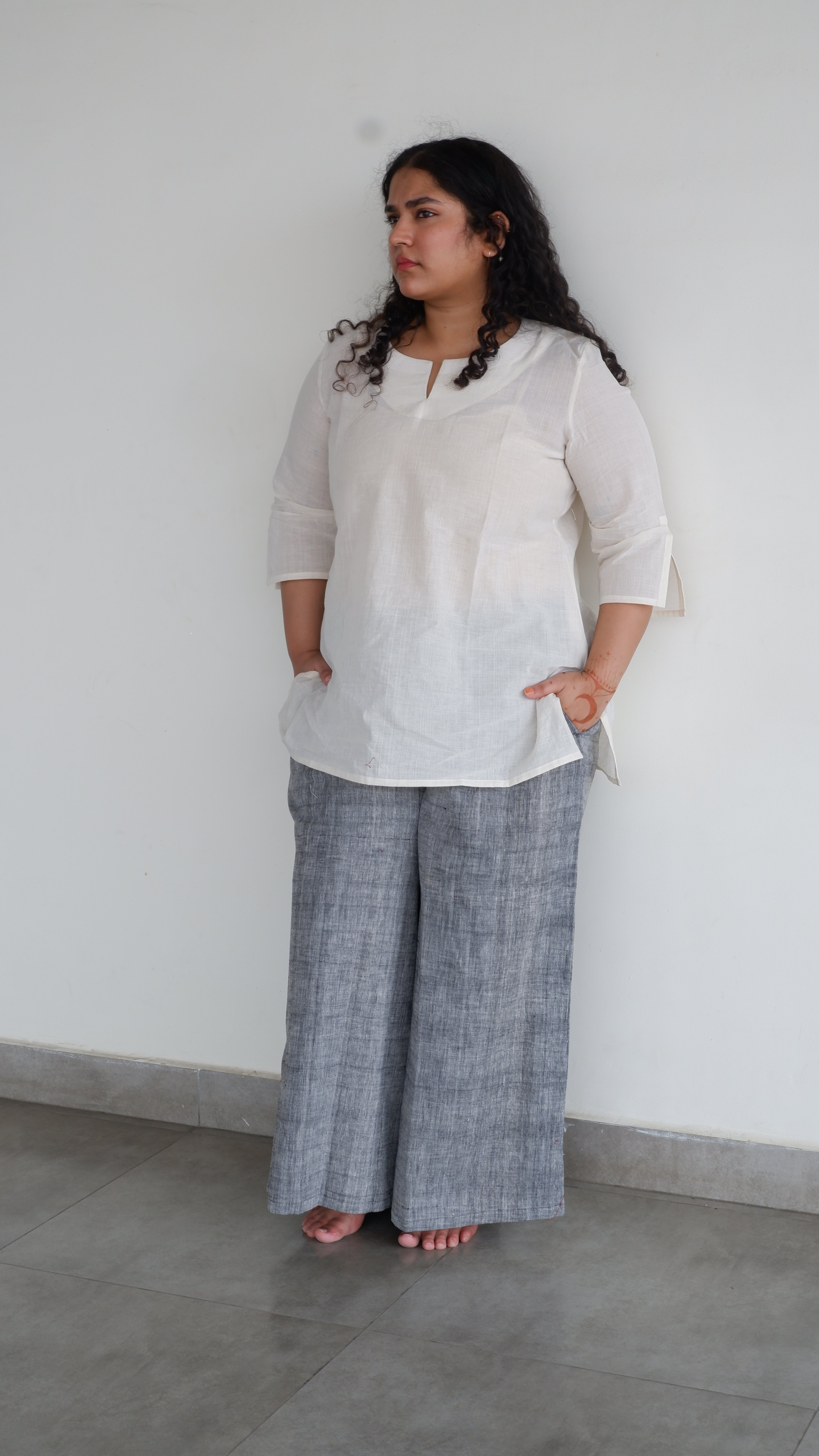 Grey Handloomed Palazzo