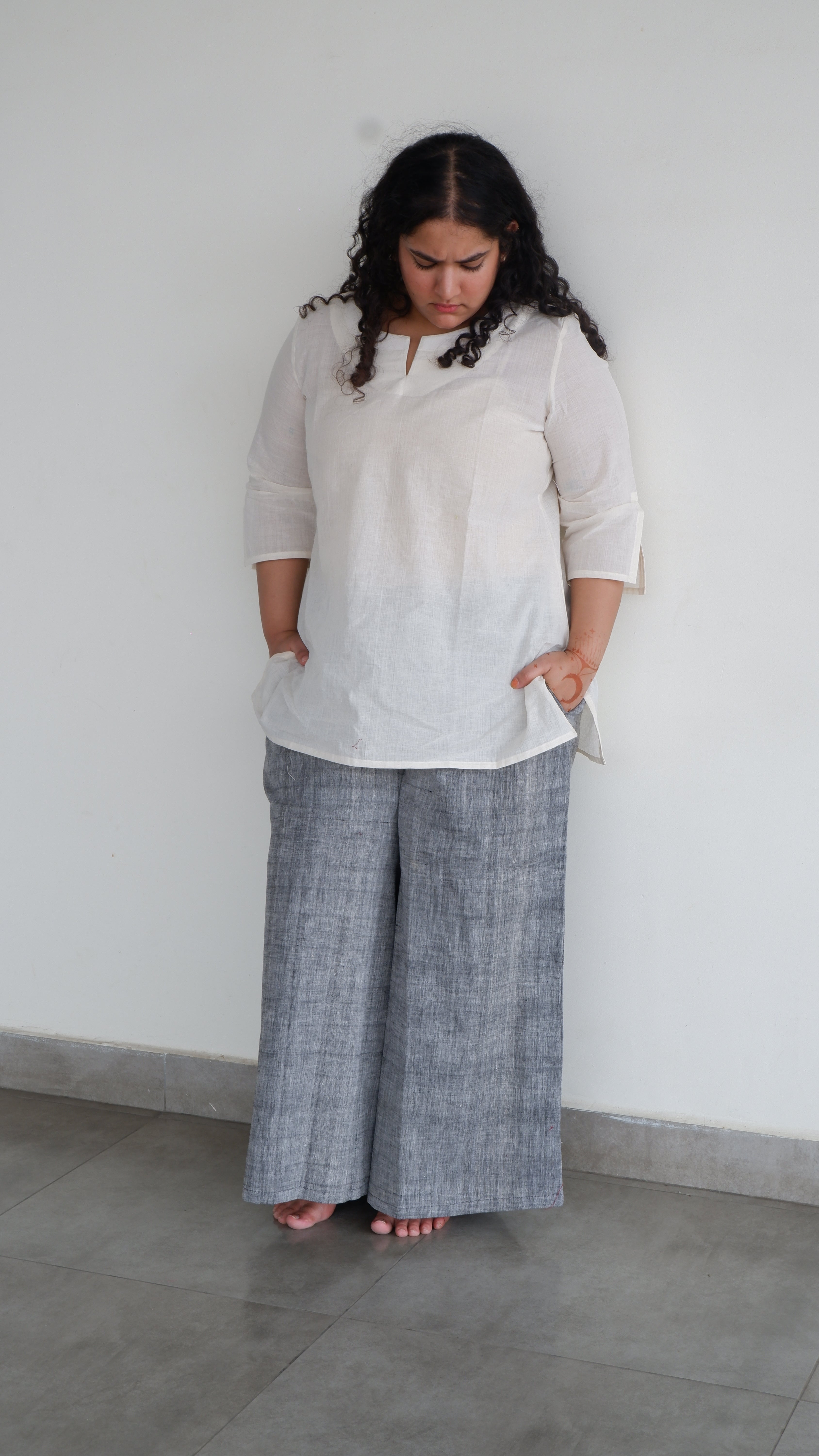 Grey Handloomed Palazzo