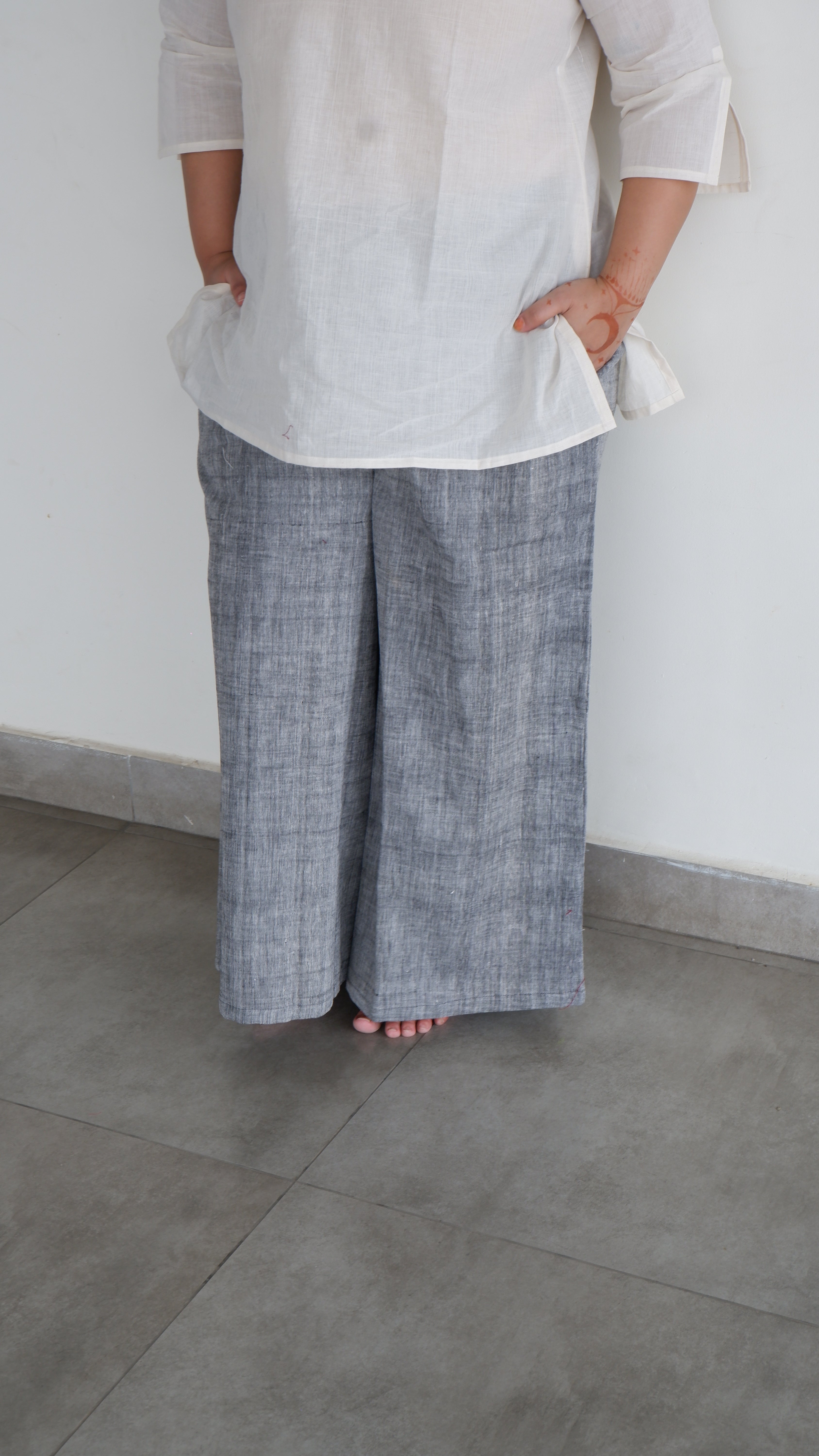 Grey Handloomed Palazzo