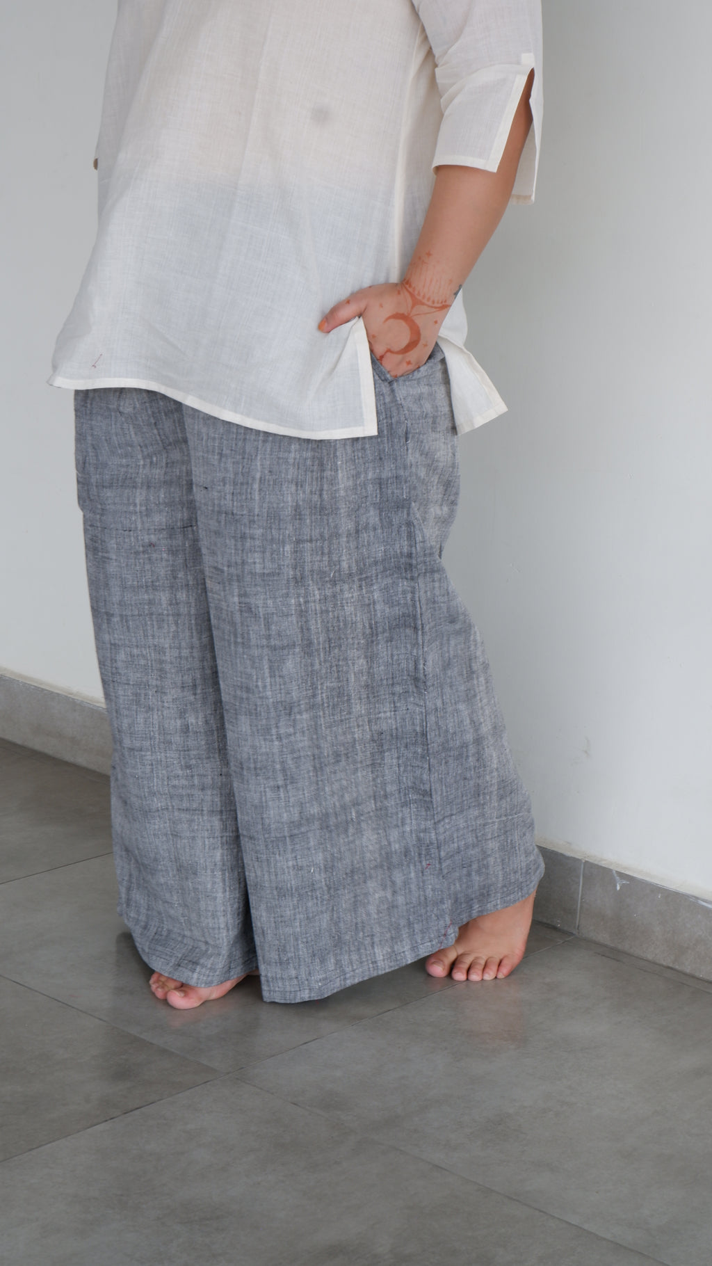 Grey Handloomed Palazzo