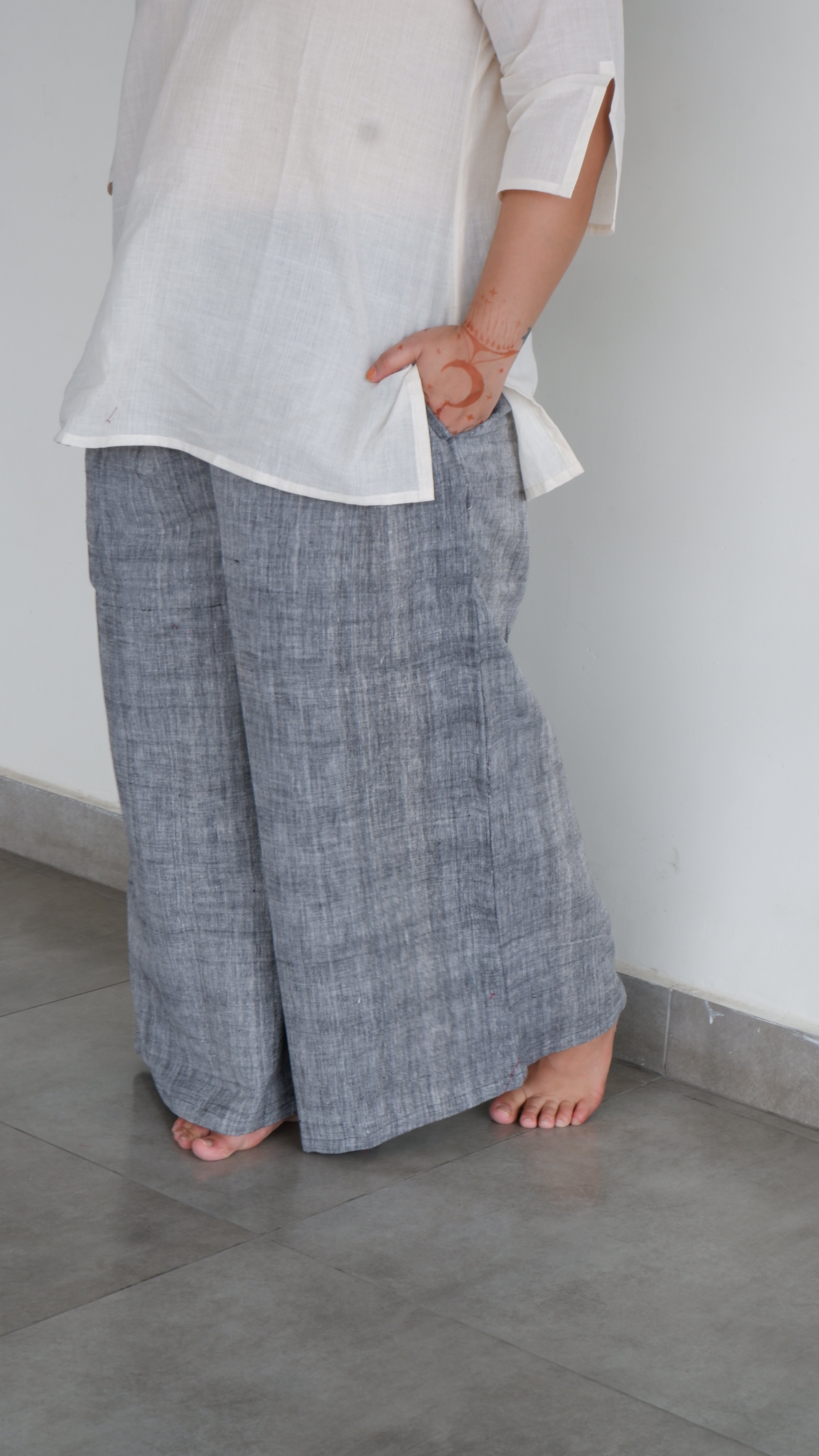 Grey Handloomed Palazzo