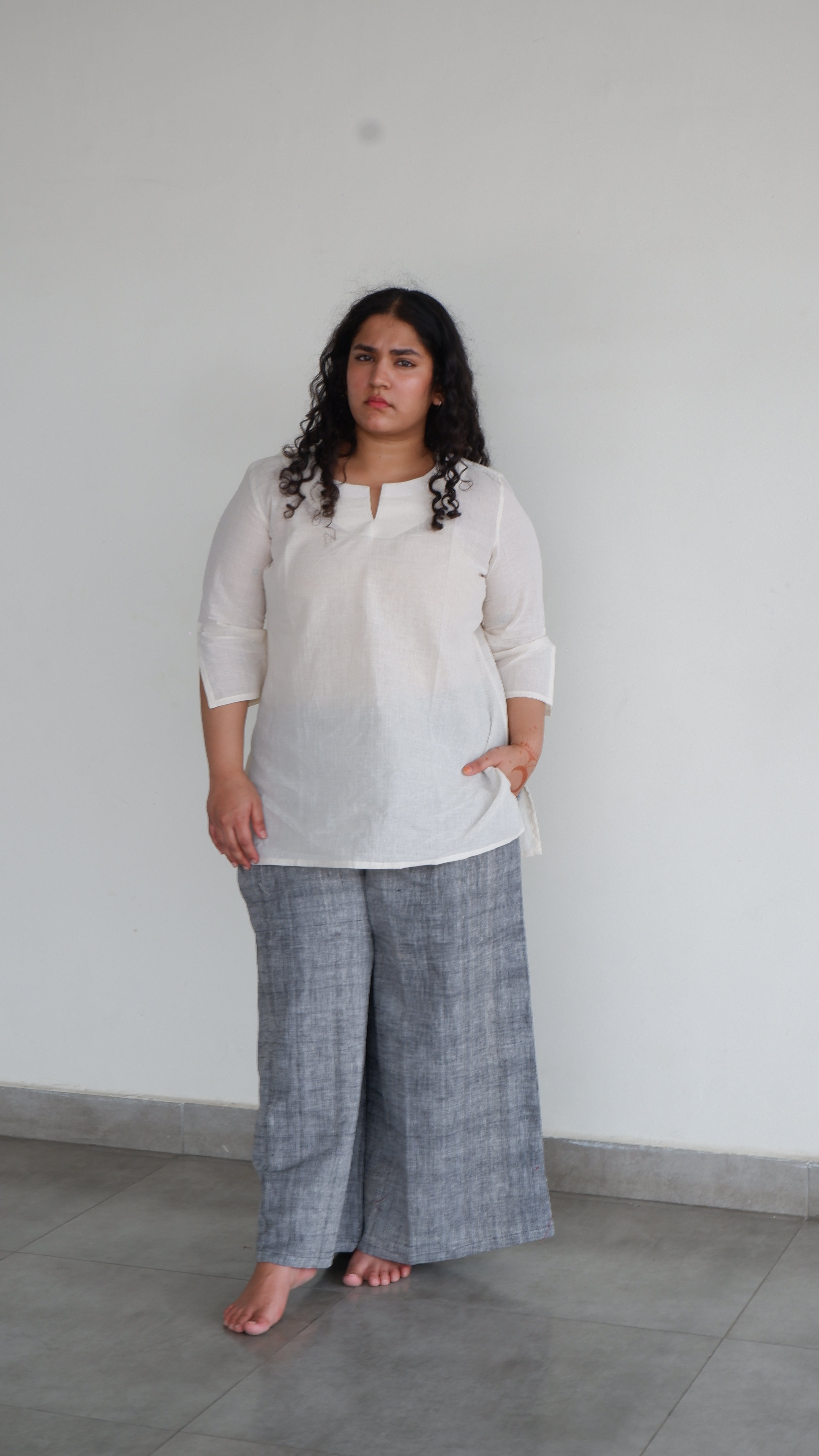 Grey Handloomed Palazzo