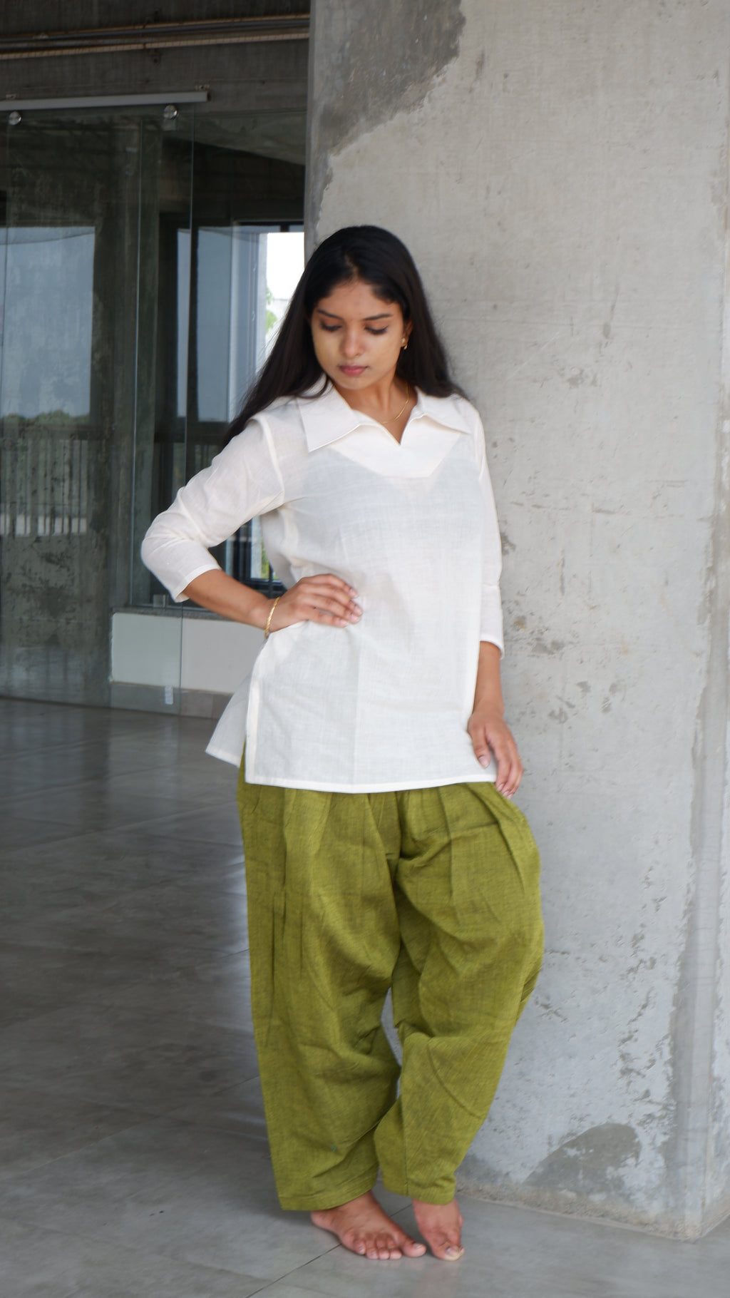 Olive Green Handloomed Salwar