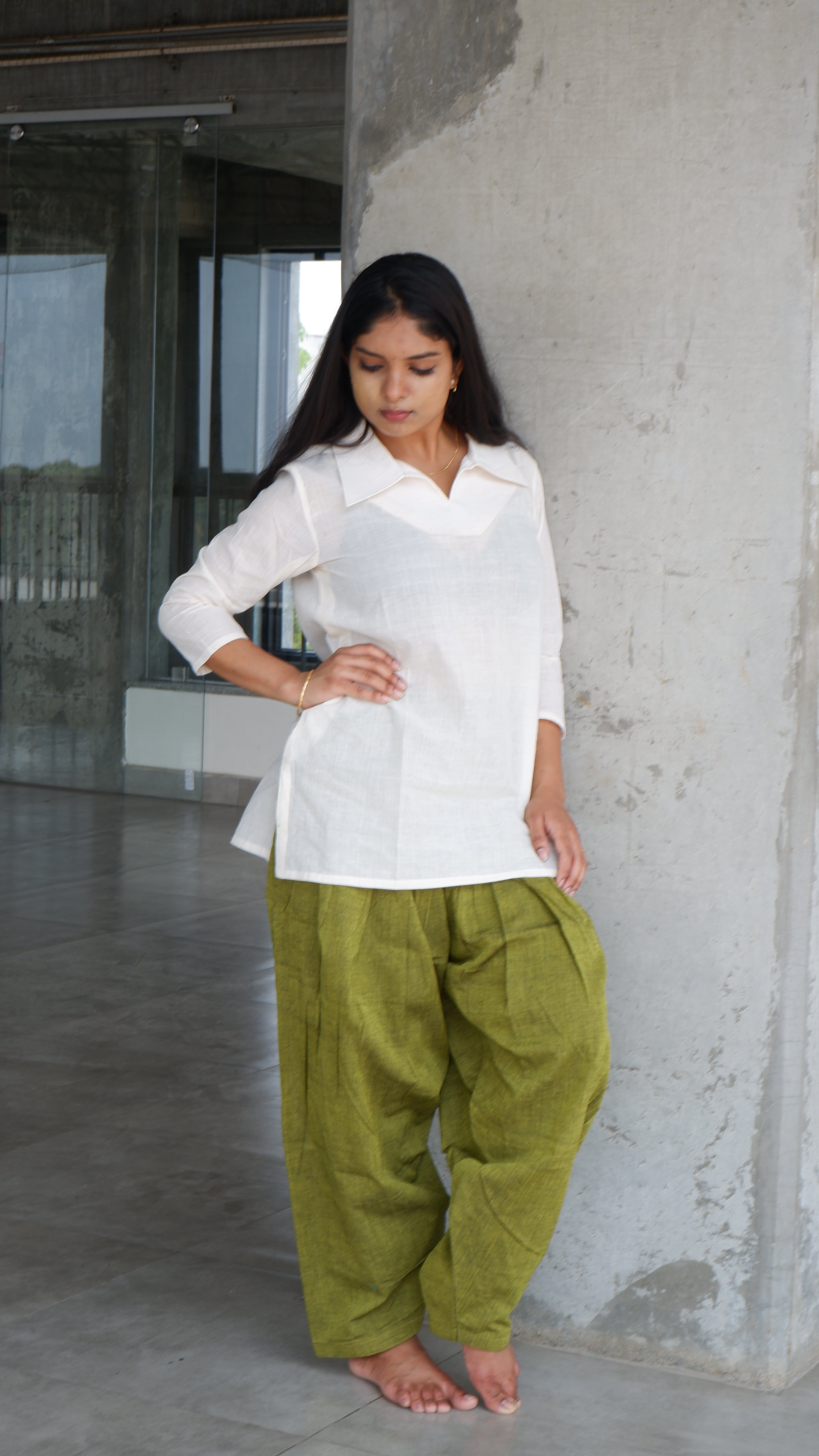 Olive Green Handloomed Salwar