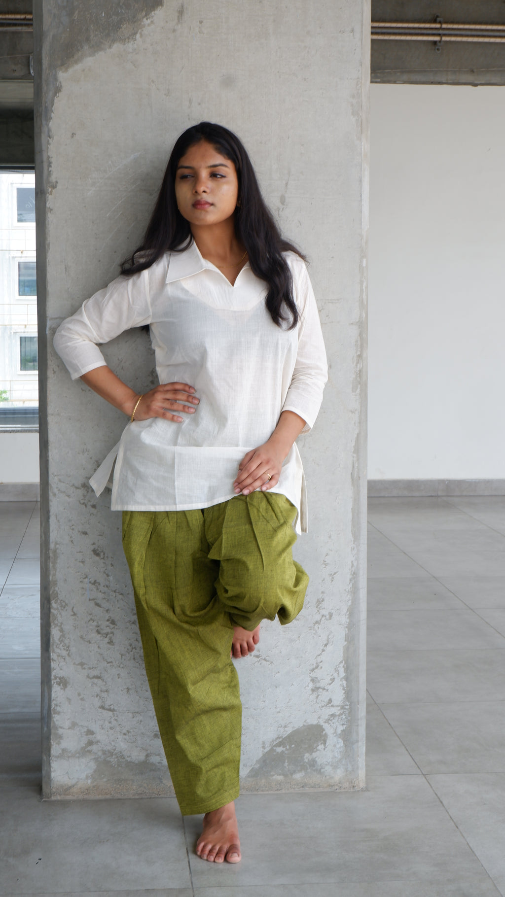 Olive Green Handloomed Salwar