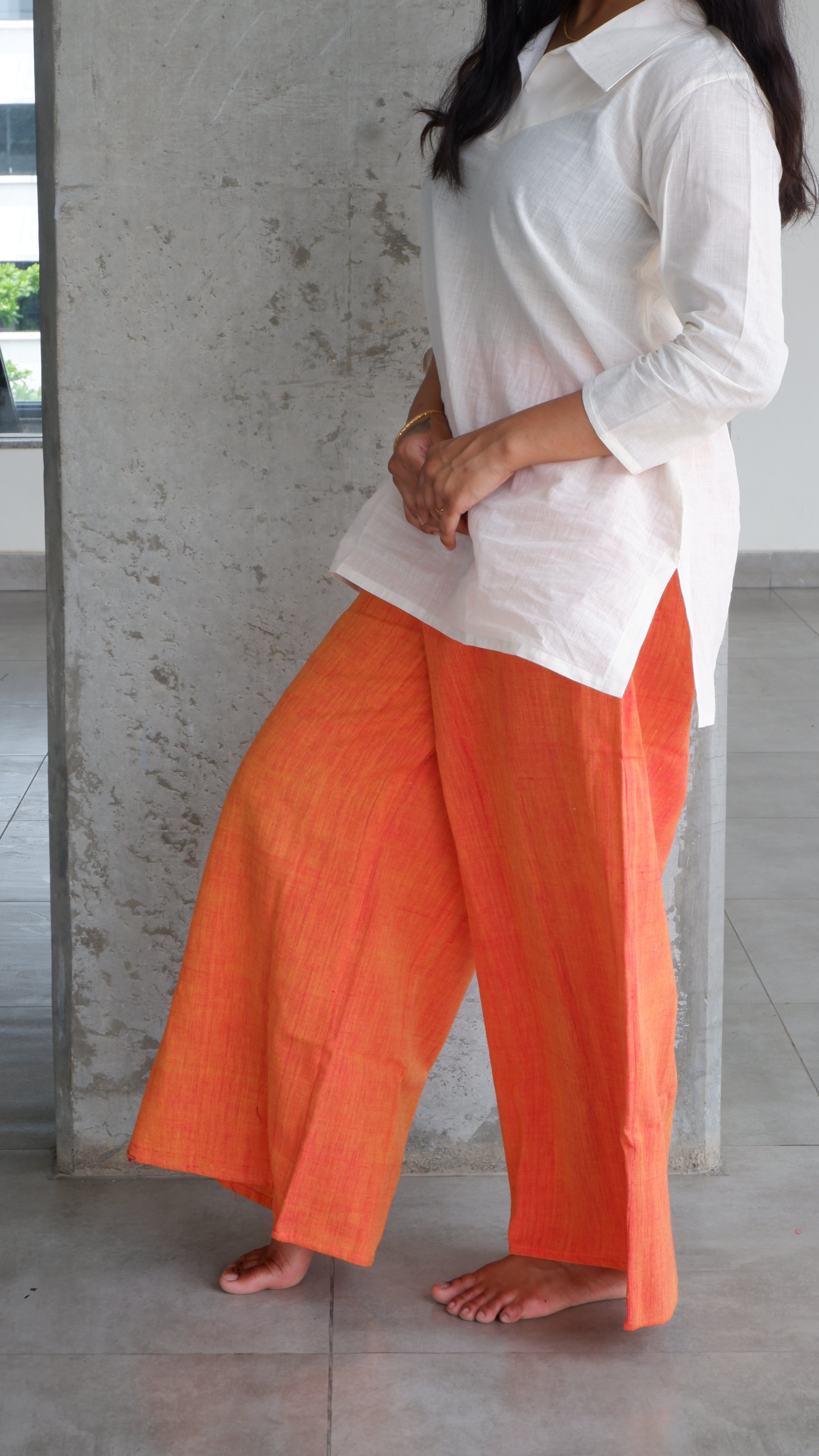 Orange Handloomed Palazzo