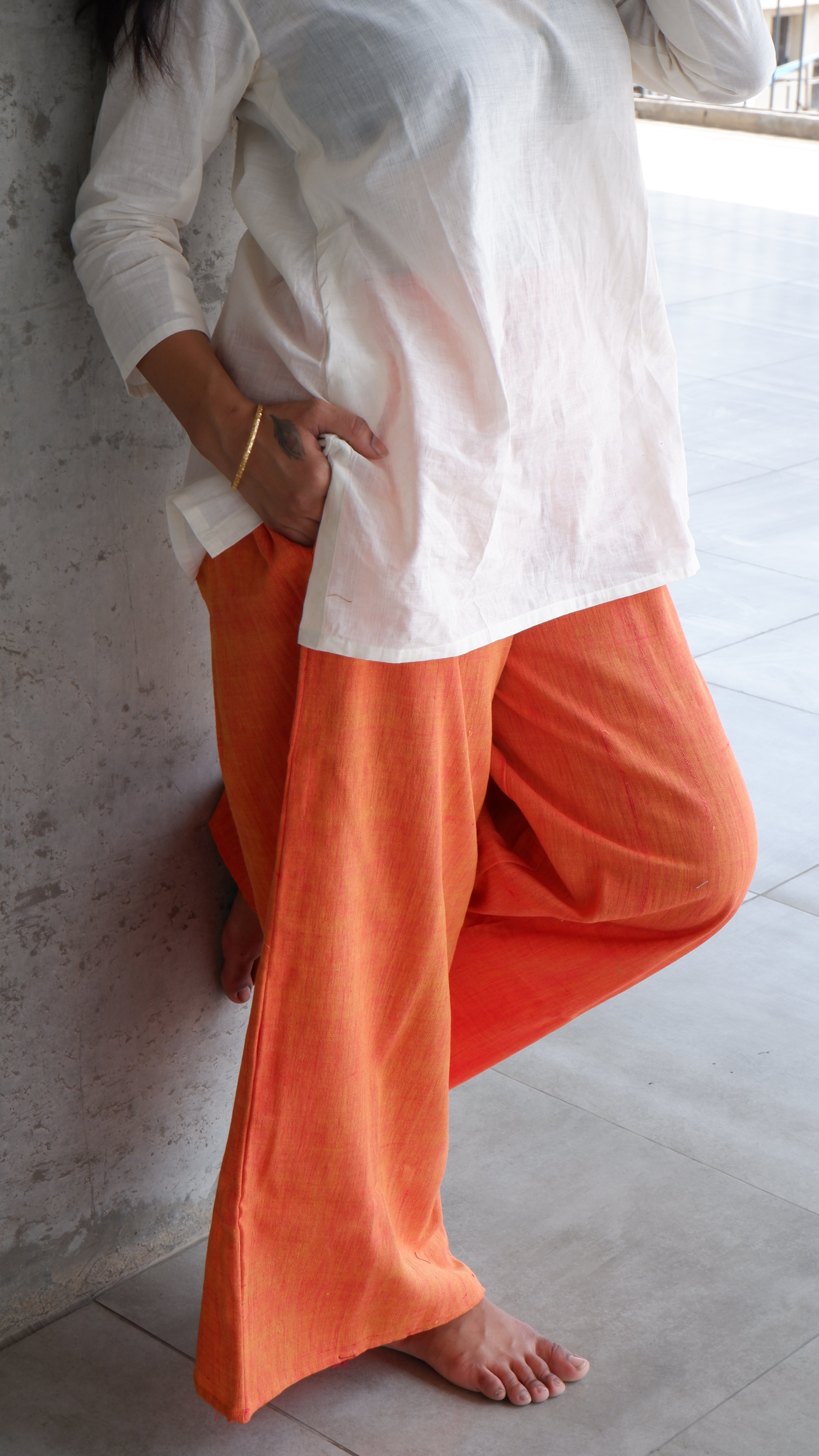 Orange Handloomed Palazzo