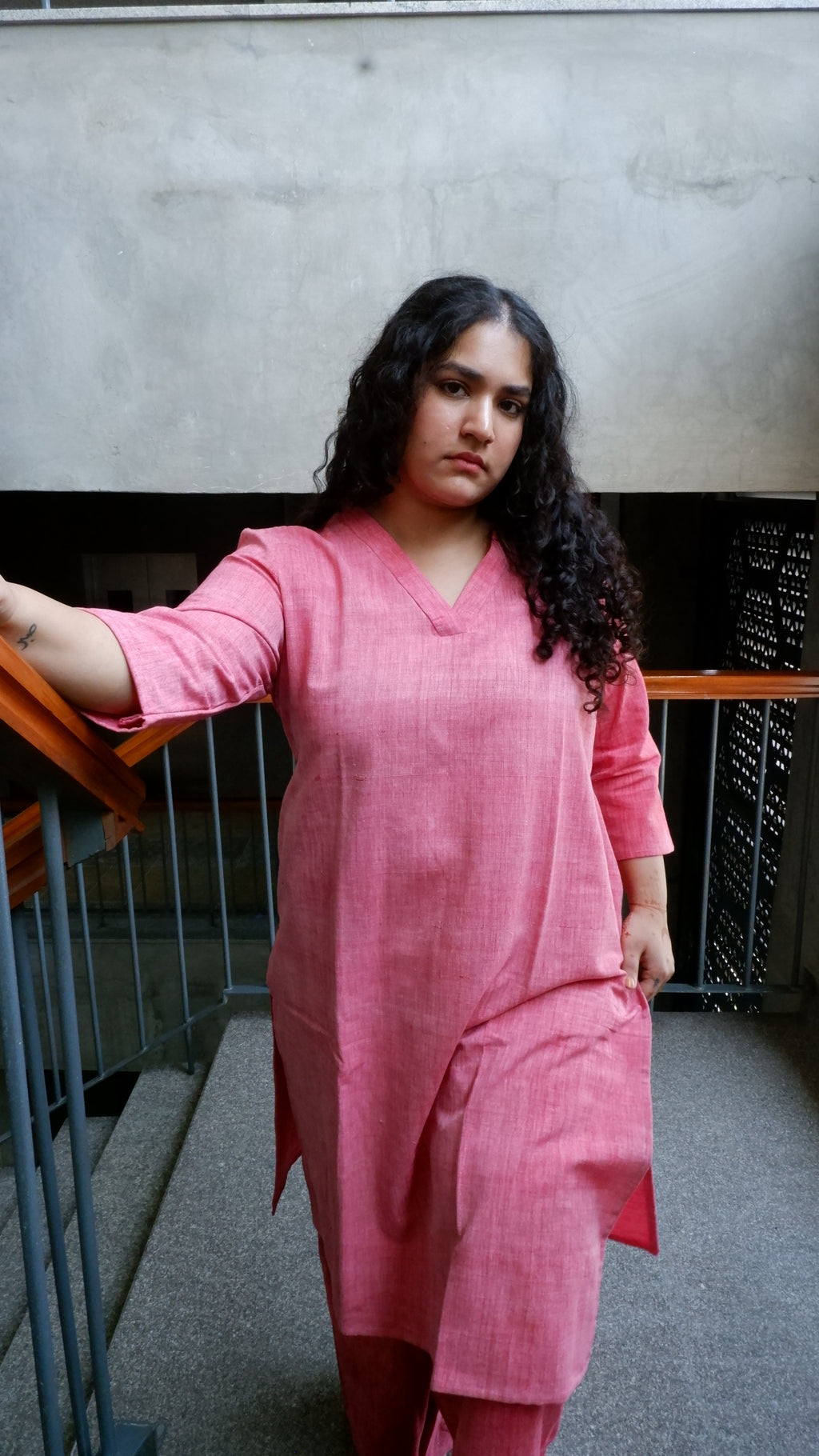 Pink Handloomed Co-ord Set